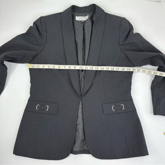 Tahari ASL Women's Black and Grey Career Pinstripe Designer Blazer 12/C40 - Picture 12 of 15